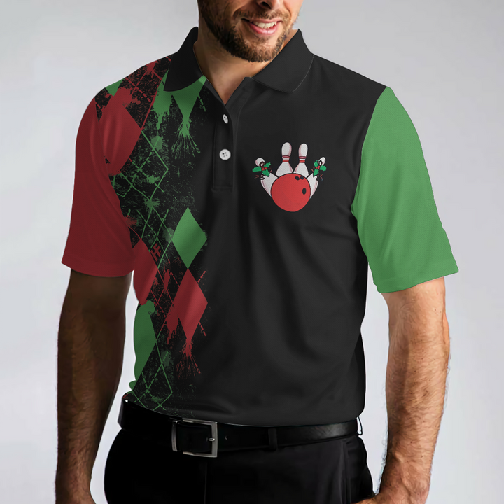 Drune | Bowly Nachthemd Poloshirt, Weihnachtsmotiv Poloshirt Design, Beste Weihnachtsgeschenkidee für Bowlingliebhaber
