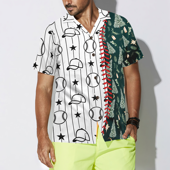 Drune | Hyperfavor Weihnachts-Hawaiian-Shirts, Baseball-Muster-Shirt kurzarm, Weihnachts-Shirt-Idee Geschenk für Männer und Frauen
