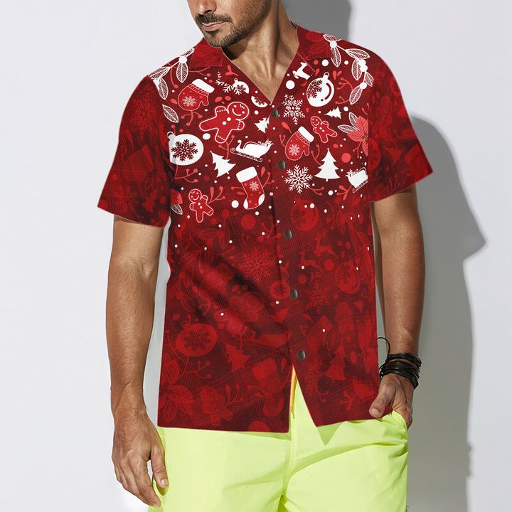Drune | Hyperfavor Weihnachts-Hawaiian-Shirts für Männer und Frauen, Weihnachts-Lebkuchenmann-Hawaiian-Shirt mit Knopfleiste Kurzarm