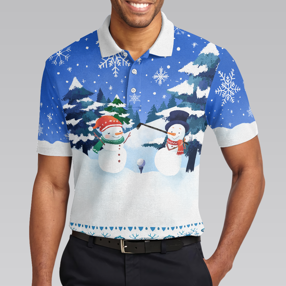 Drune | Weihnachts Golf Polo-Shirts - Herren Golf Polo-Shirts Kurzarm - Lustiges Schneemann-Muster-Shirt Dry Fit - Weihnachts-Shirt Geschenkidee für Männer