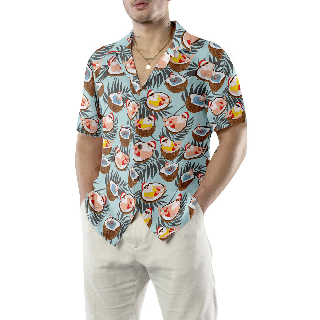 Drune | Hyperfavor Weihnachts-Hawaiian-Shirts, Weihnachtsmann mit Kokosnuss-Shirt Kurzarm, Weihnachts-Shirt-Idee Geschenk für Männer und Frauen