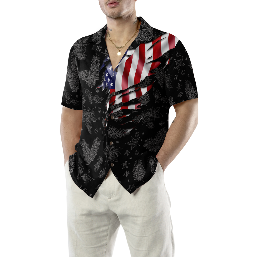 Drune | Hyperfavor Weihnachts-Hawaiianhemden, Weihnachts-USA-Flaggenmuster-Hemd Kurzarm, Weihnachtshemden-Idee Geschenk Für Männer Und Frauen