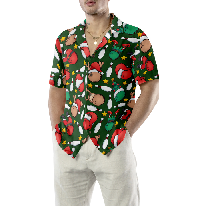 Drune | Hyperfavor Weihnachts-Hawaiianhemden, Weihnachts-Bowlingmuster-Shirt Kurzarm, Weihnachts-Shirt Geschenkidee für Männer und Frauen