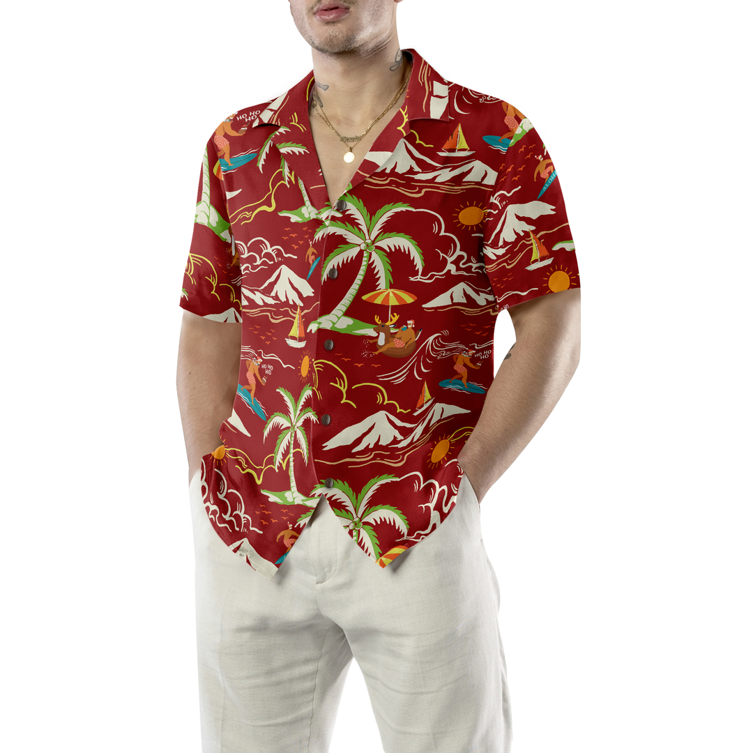 Drune | Hyperfavor Weihnachts-Hawaiian-Shirts, Santa Strand Sommer Muster 1 Shirt Kurzarm, Weihnachts-Shirt Geschenkidee für Männer und Frauen