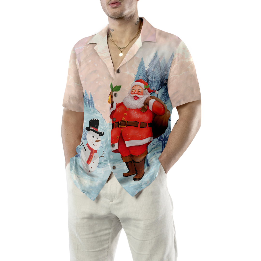Drune | Hyperfavor Weihnachten Hawaiian Shirts, Santa mit Schneemann Shirt Kurzarm, Weihnachts Shirt Idee Geschenk für Männer und Frauen