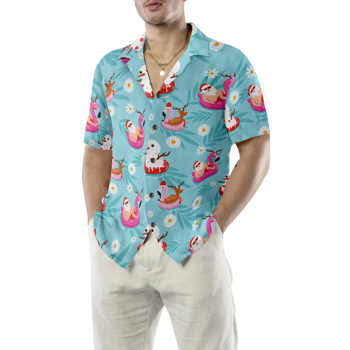 Drune | Hyperfavor Weihnachts-Hawaiian-Shirts, Santa Strand Sommer Muster Shirt Kurzarm, Weihnachtshemden Idee Geschenk Für Männer Und Frauen