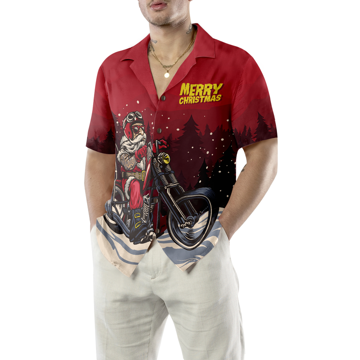Drune | Hyperfavor Weihnachts Hawaiian Shirts, Santa Motobike Hemd Kurzarm, Weihnachtshemd Geschenkidee für Männer und Frauen