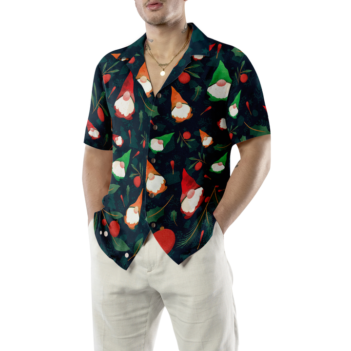 Drune | Hyperfavor Weihnachts-Hawaiian-Shirts, Weihnachtsgnom-Musterhemden Kurzarm, Weihnachtshemd Geschenkidee für Männer und Frauen