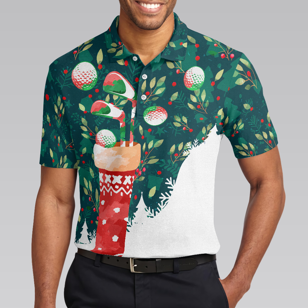 Drune | Weihnachts-Golf-Polo-Shirts für Männer und Frauen, Weihnachtssocken mit Golfball-Muster Herren-Shirt Kurzarm