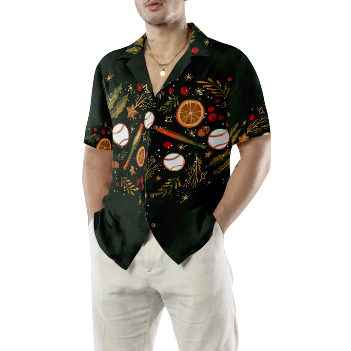 Drune | Hyperfavor Weihnachten Hawaiian-Shirts für Männer und Frauen, Weihnachts-Baseballmuster Hawaiian-Shirt mit Knopfleiste Kurzarm