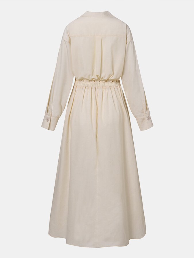 Drune | Elegantes Hemdblusen-Maxi-Kleid mit Gürtel für Damen