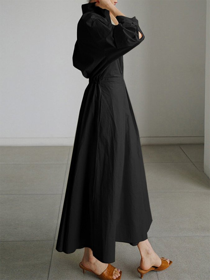 Drune | Elegantes Hemdblusen-Maxi-Kleid mit Gürtel für Damen