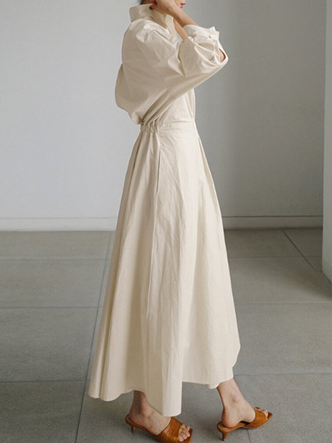 Drune | Elegantes Hemdblusen-Maxi-Kleid mit Gürtel für Damen