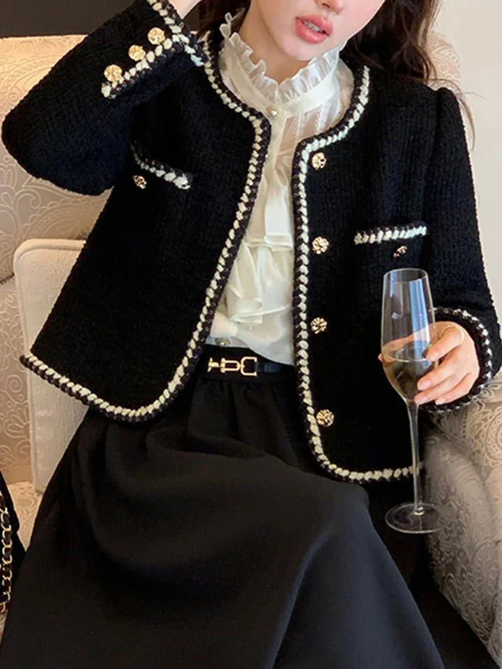 Drune | Weiß Tweed Cropped Jackee Passform