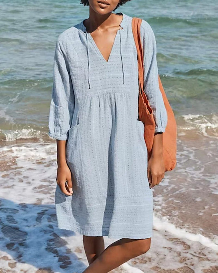 Drune | Entspanntes Boho-Hemdkleid mit V-Ausschnitt für Damen