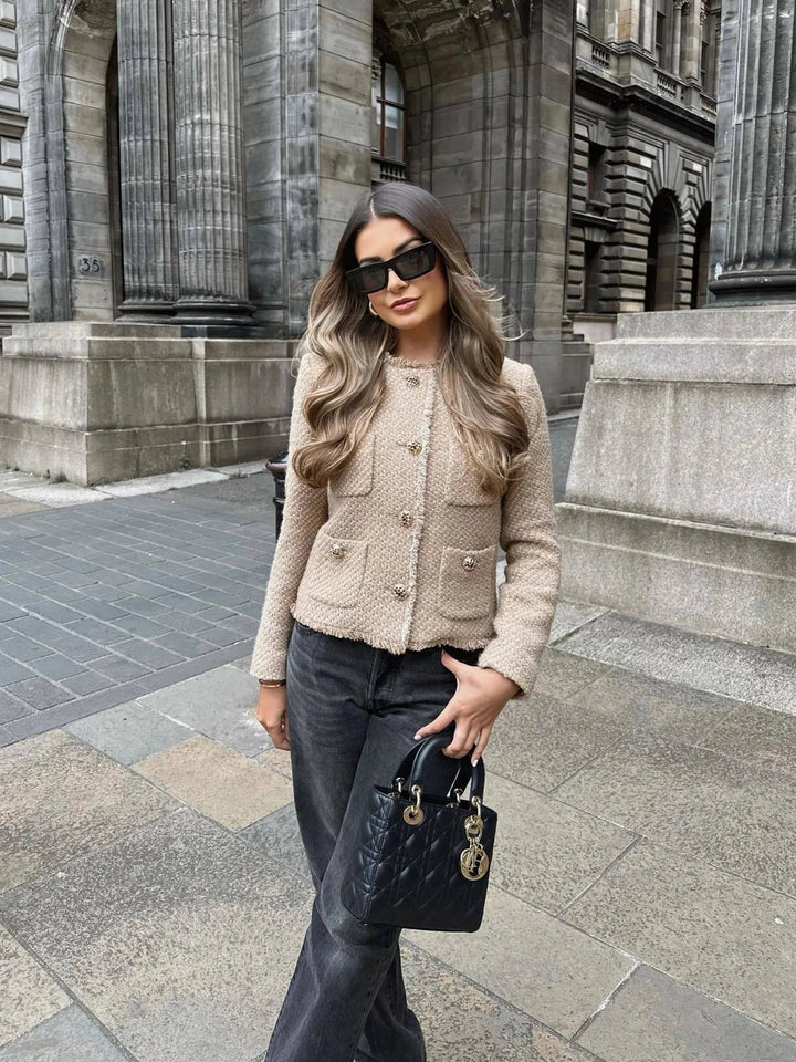 Drune | Damen Tweed Blazer - Kurz geschnitten & Strukturiert
