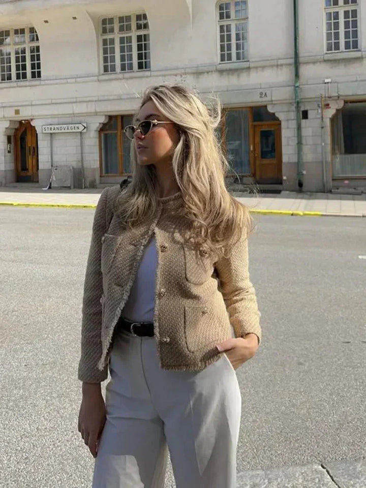 Drune | Damen Tweed Blazer - Kurz geschnitten & Strukturiert