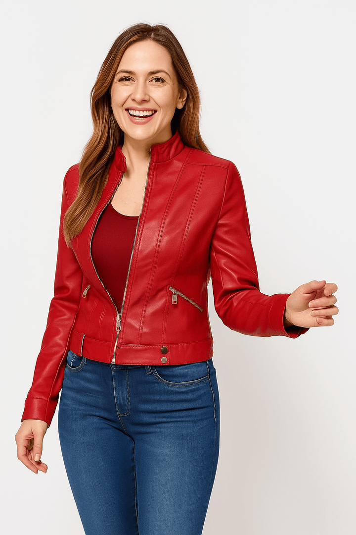 Drune | Jacke Im Biker Stil Kurzjacke mit Reißverschluss und Stehkragen