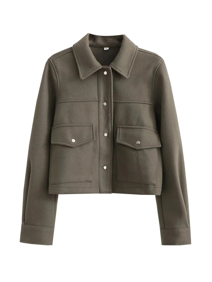 Drune | Jacke - Kurzschnitt - Taillierte Passform - Knopfverschluss - Utility-Brusttaschen