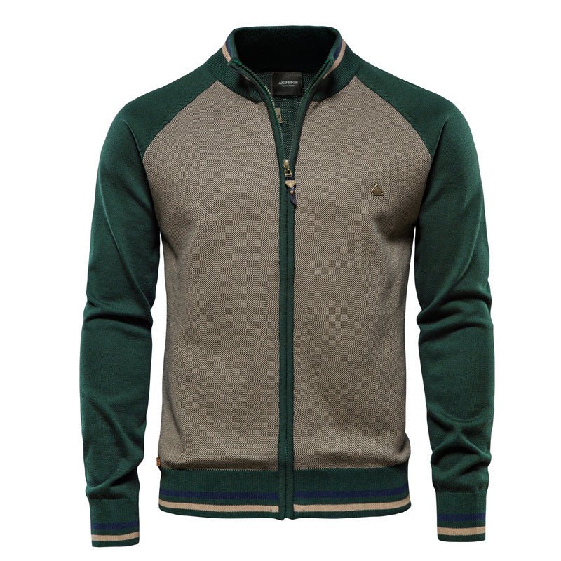 Drune | Herren Strickjacke mit Reißverschluss - Farbblock