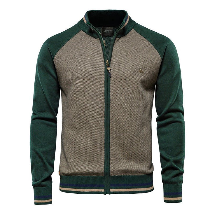 Drune | Herren Strickjacke mit Reißverschluss - Farbblock