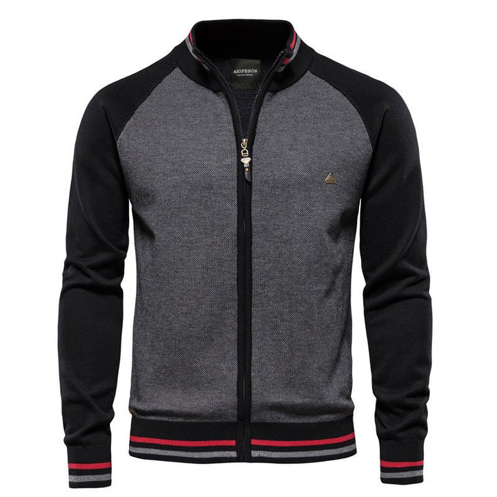 Drune | Herren Strickjacke mit Reißverschluss - Farbblock