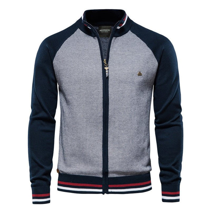 Drune | Herren Strickjacke mit Reißverschluss - Farbblock