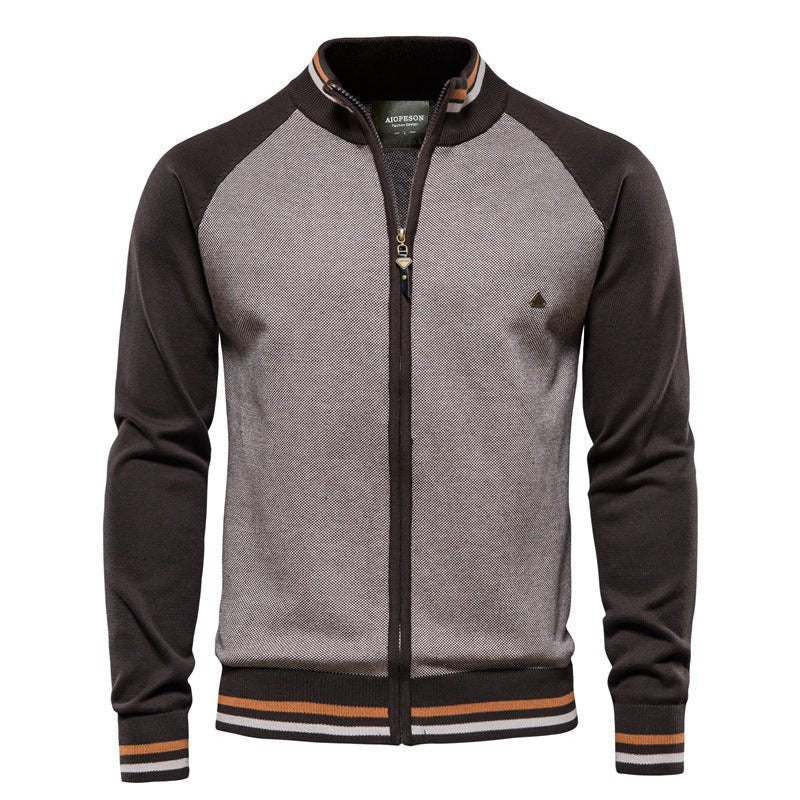 Drune | Herren Strickjacke mit Reißverschluss - Farbblock