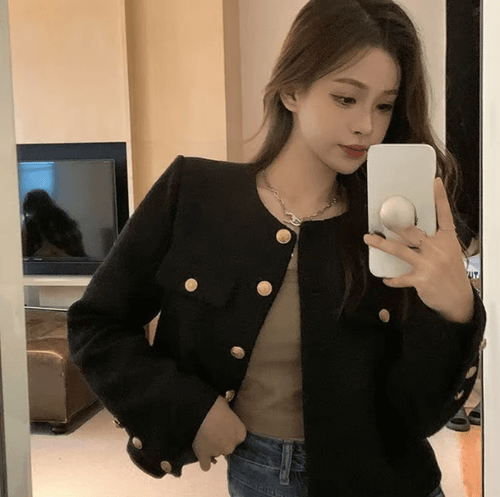 Drune | Cropped Blazer mit Knöpfen Runder Hals