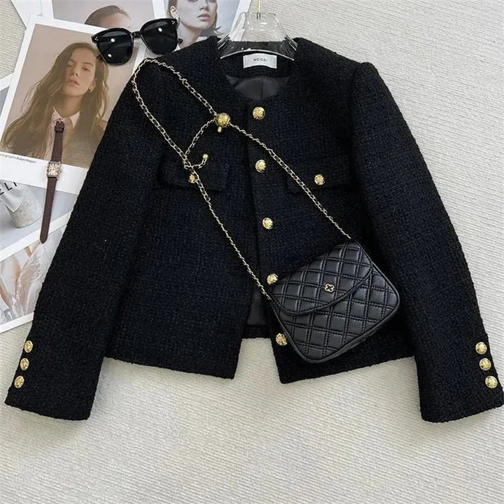 Drune | Cropped Blazer mit Knöpfen Runder Hals