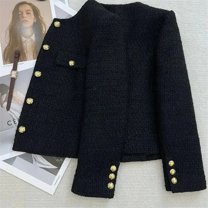 Drune | Cropped Blazer mit Knöpfen Runder Hals