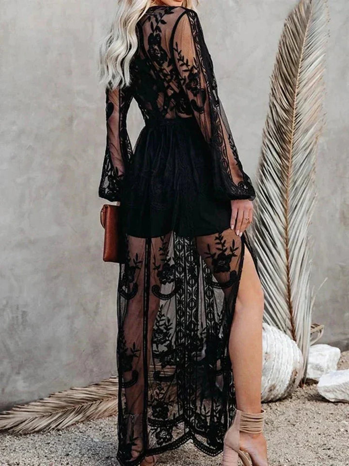 Drune | Elegantes und Fließendes Boho Spitzen-Maxikleid für Damen