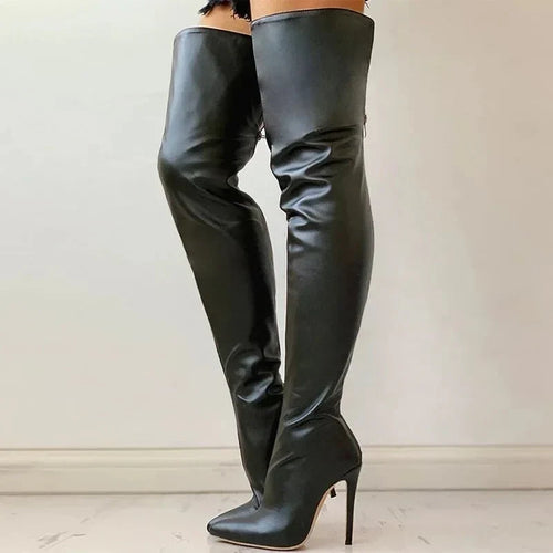 Drune | Oberschenkelhohe Stiletto Stiefel
