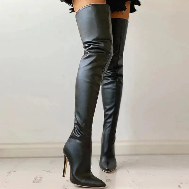 Drune | Oberschenkelhohe Stiletto Stiefel