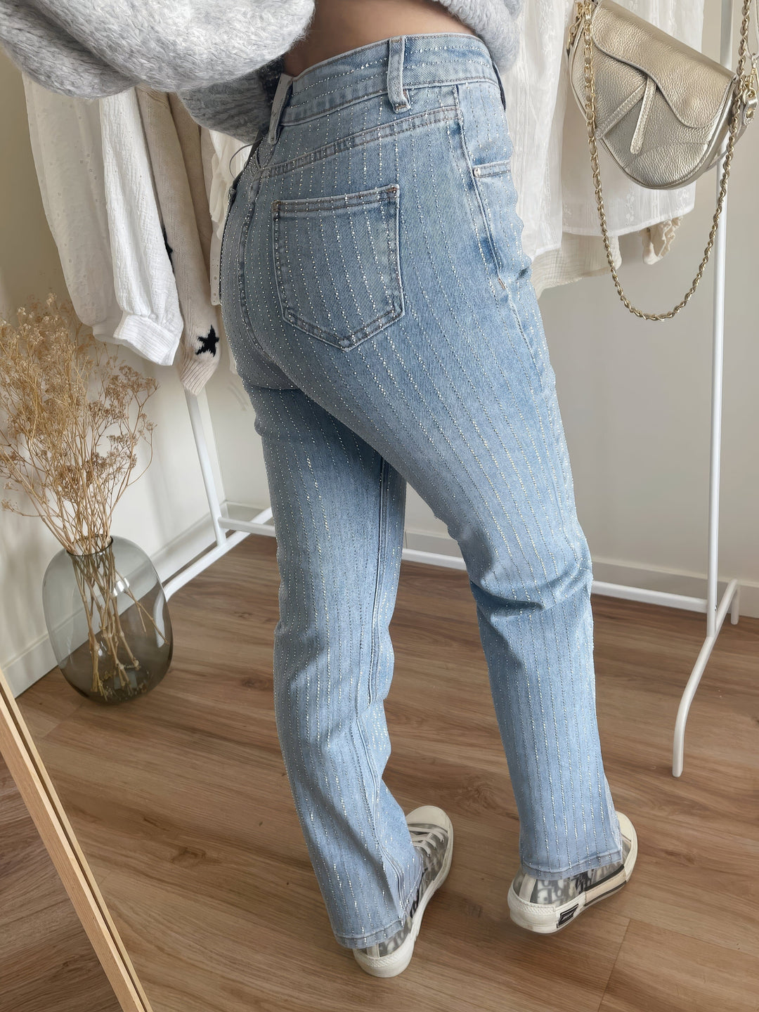 Drune | Denim Sparkle Pants mit Glitzer