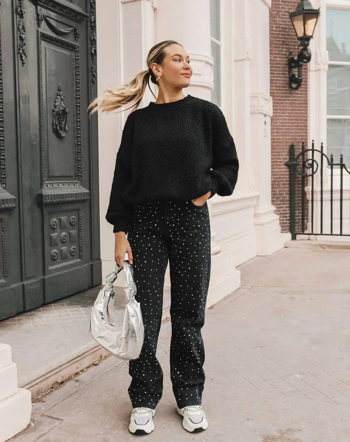 Drune | Denim Sparkle Pants mit Glitzer