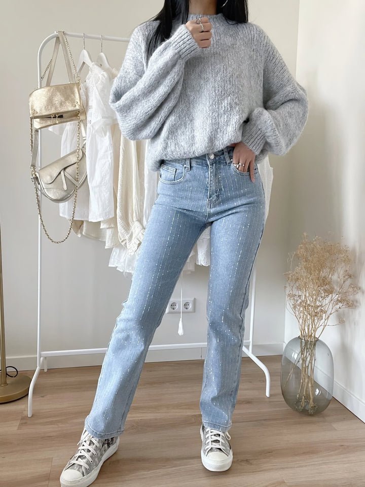 Drune | Denim Sparkle Pants mit Glitzer