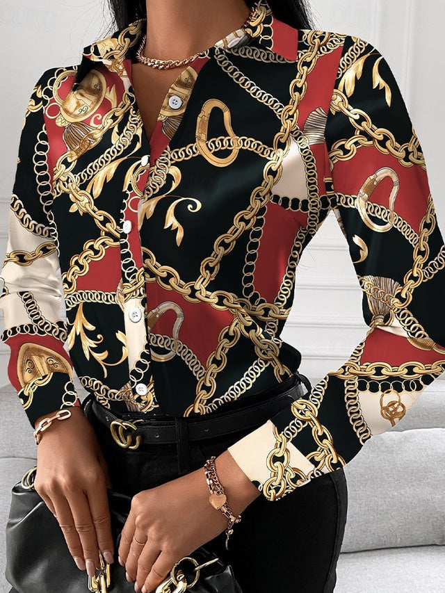 Drune | Schicke Damenbluse mit Goldenen Details