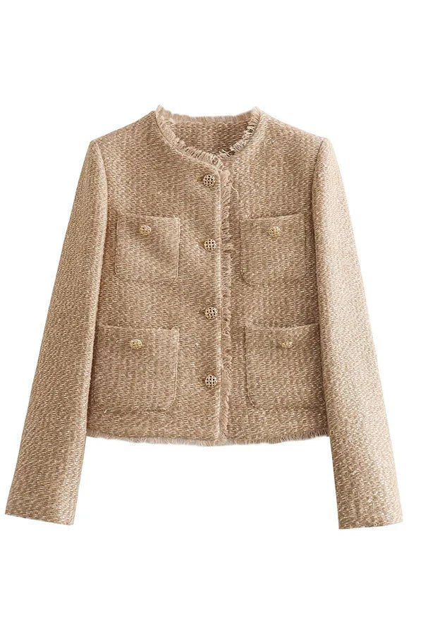 Drune | Ausgefranste Jacke Mit Rundhalsausschnitt Und Knöpfen