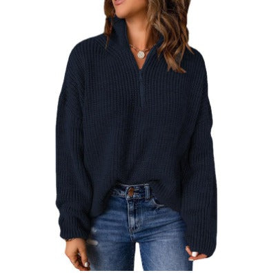 Drune | Eleganter Damenpullover mit V-Ausschnitt und Polo-Kragen