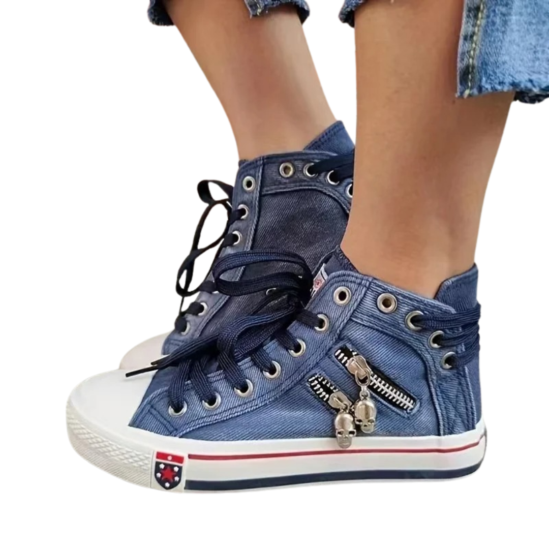 Damen Denim Hi-Top Sneakers Drune