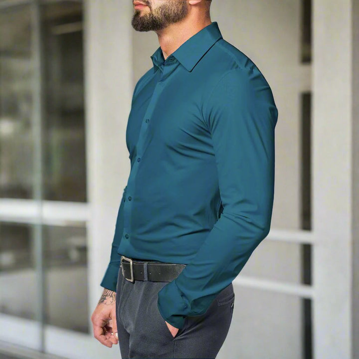 Drune | Slim Fit Lange Ärmel Klassischer Kragen Elegante Für Formelle Anlässe