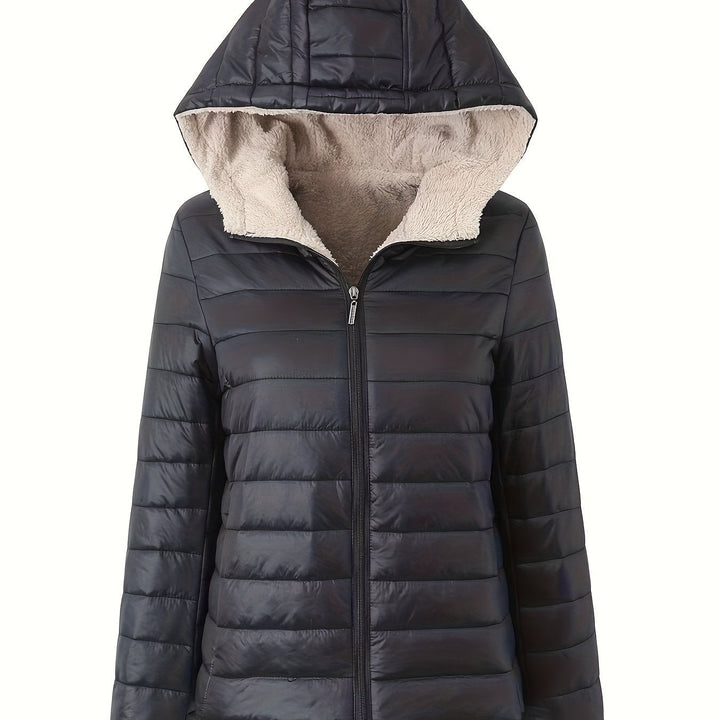 Drune | Warme Puffy-Jacke mit Reißverschluss und Kunstpelzfutter