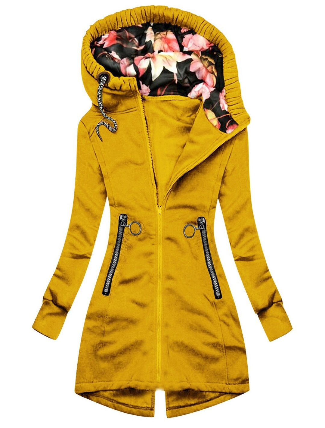 Drune | Modisch mit Stehkragen, mit Reißverschlusstaschen und Bedruckter Kapuze für Damen Ideal für Herbst Winter