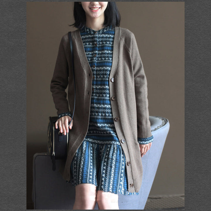 Drune | Vintage-Rabbit-Wollmischpulloverjacken Übergrößen lässige langärmlige Strickcardigans