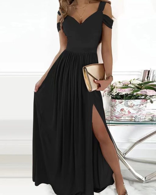 Drune | Elegantes Off-Shoulder Büro Damen Langes Kleid