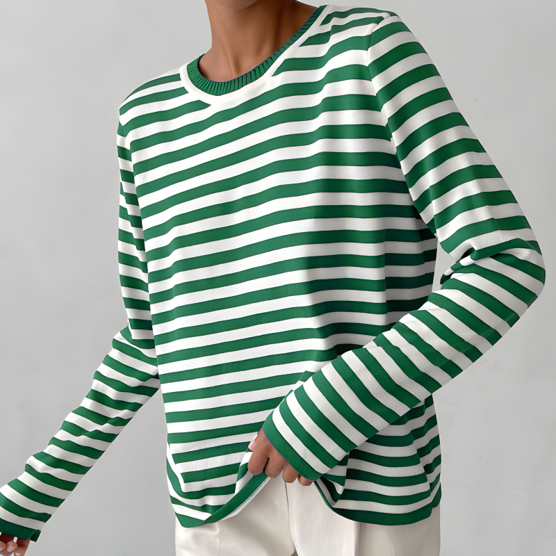 Drune | Elegantes Gestreiftes T-Shirt Leichter Stoff