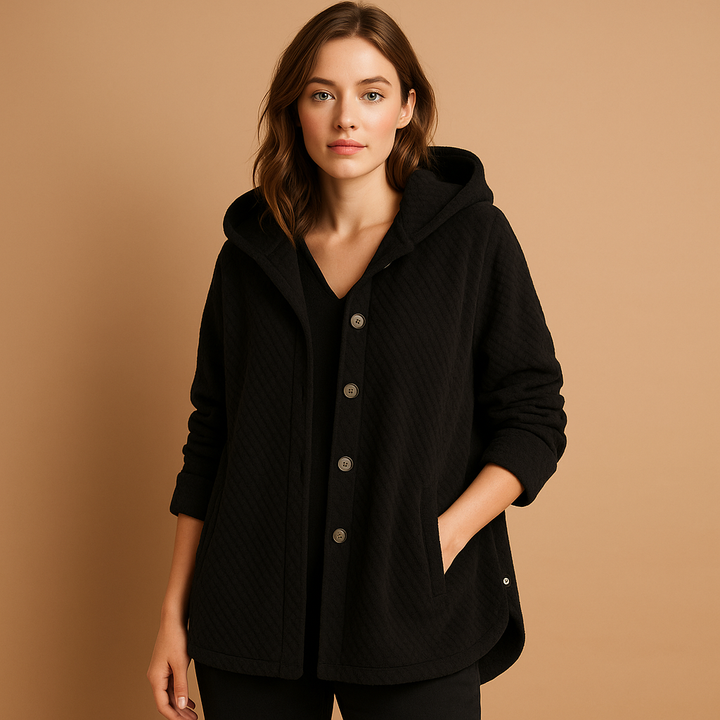Drune | Weiche Damen Teddyjacke mit Kapuze