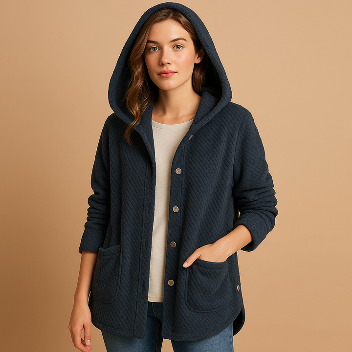 Drune | Weiche Damen Teddyjacke mit Kapuze