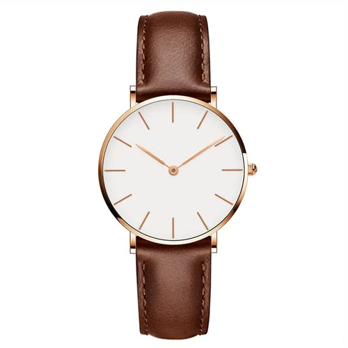 Drune | Runde Zeitlose Minimalistische Uhr Mit Lederarmband Für Frauen
